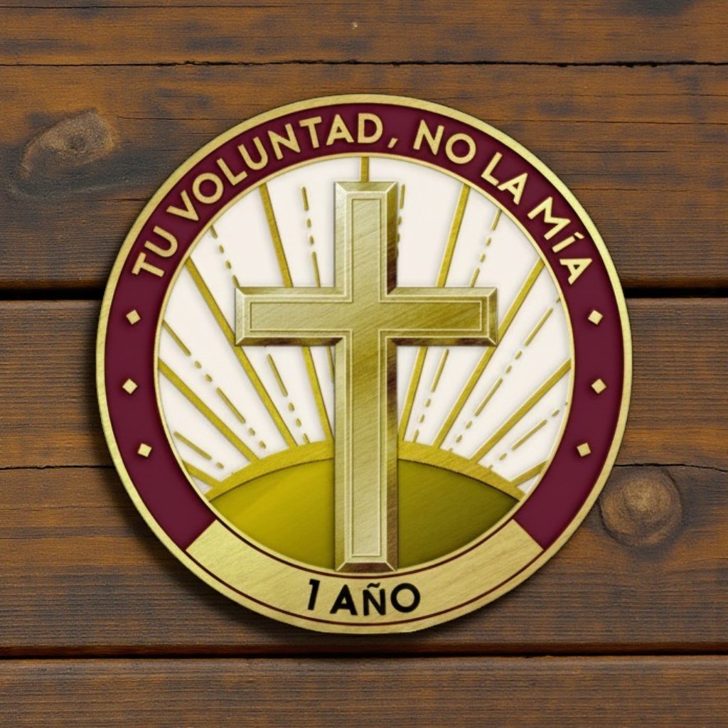 Moneda de sobriedad Cruz Cristiana español Tu Voluntad No La Mia