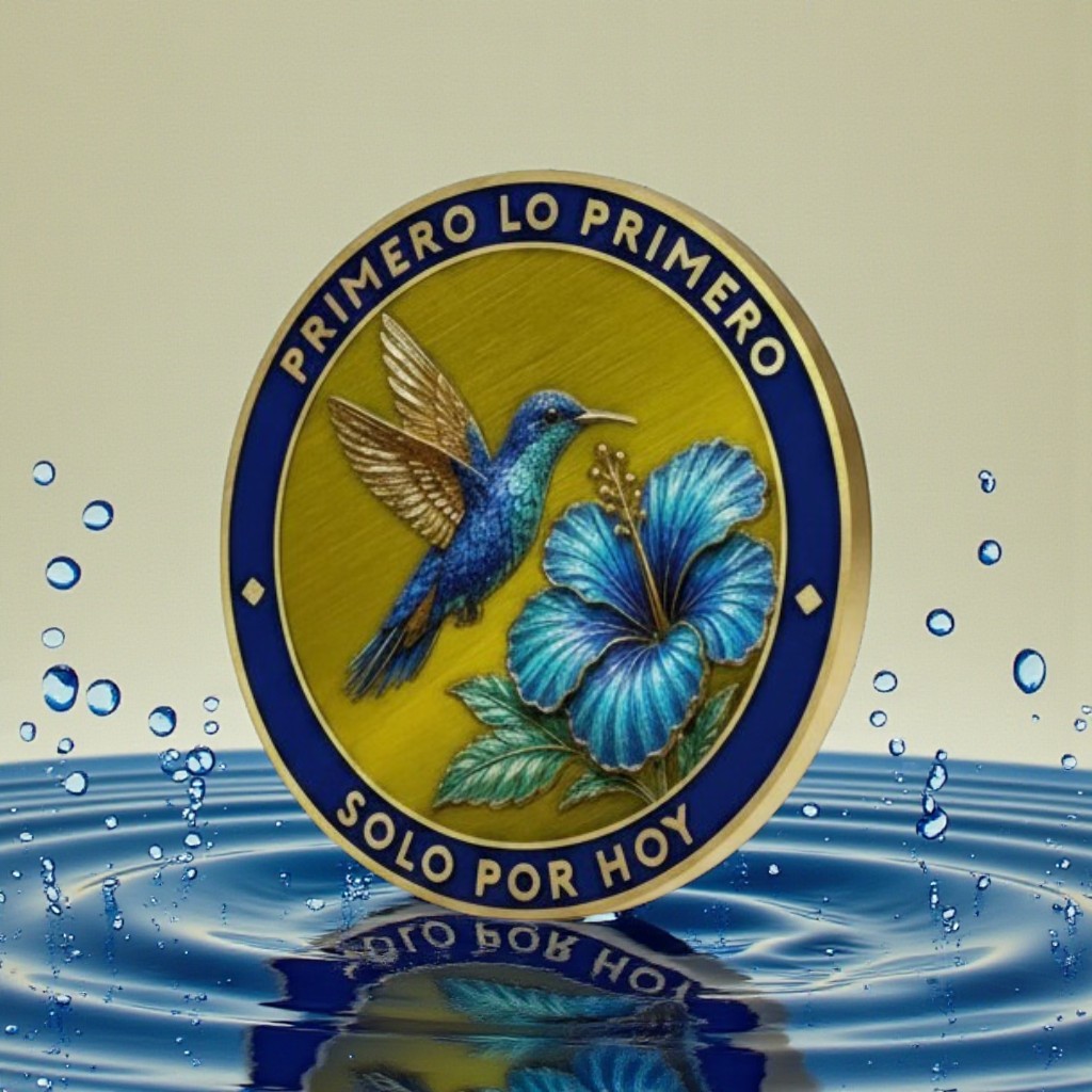 Moneda de sobriedad Colibri español Primero Lo Primero Solo Por Hoy