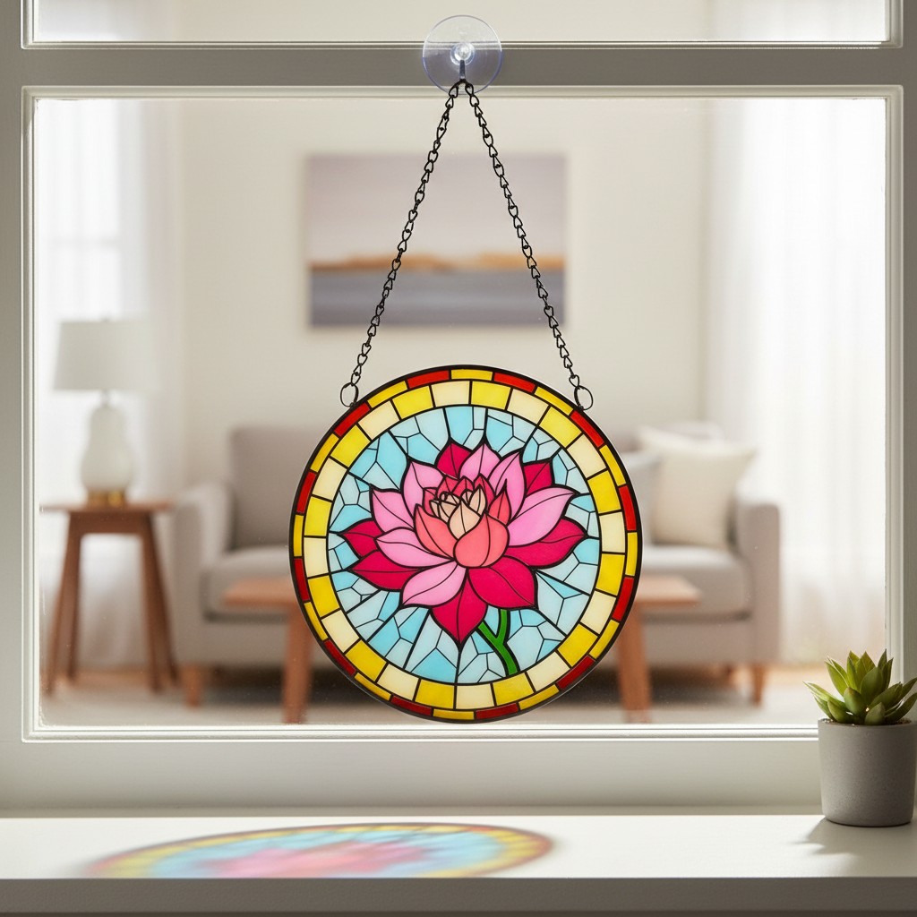 Bliss & Beam Lotus Stained Glass Suncatcher